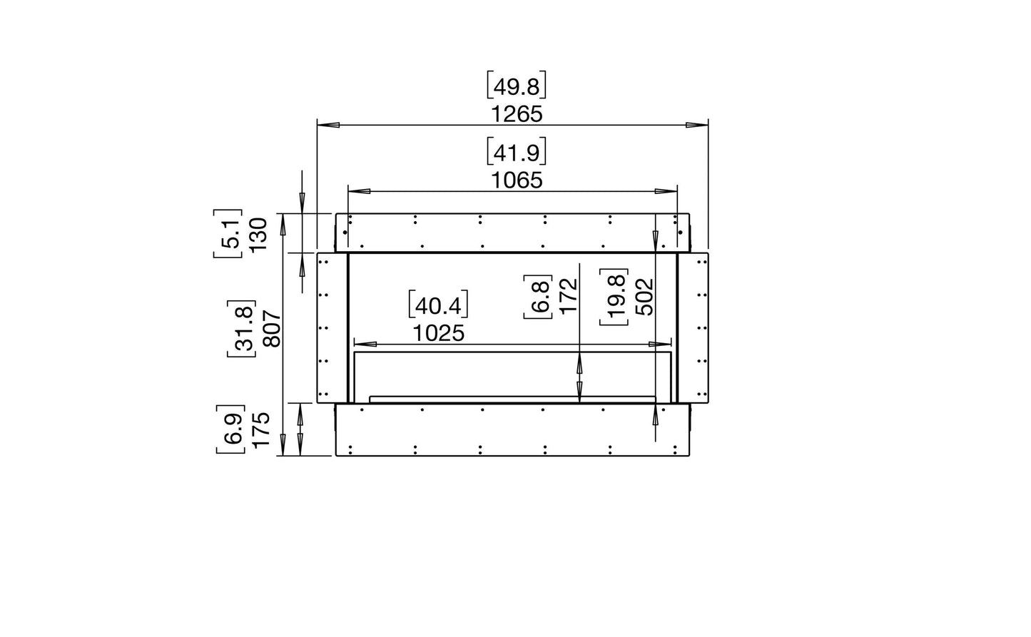 EcoSmart Fire Flex 42SS Fireplace Insert dimensions drawing