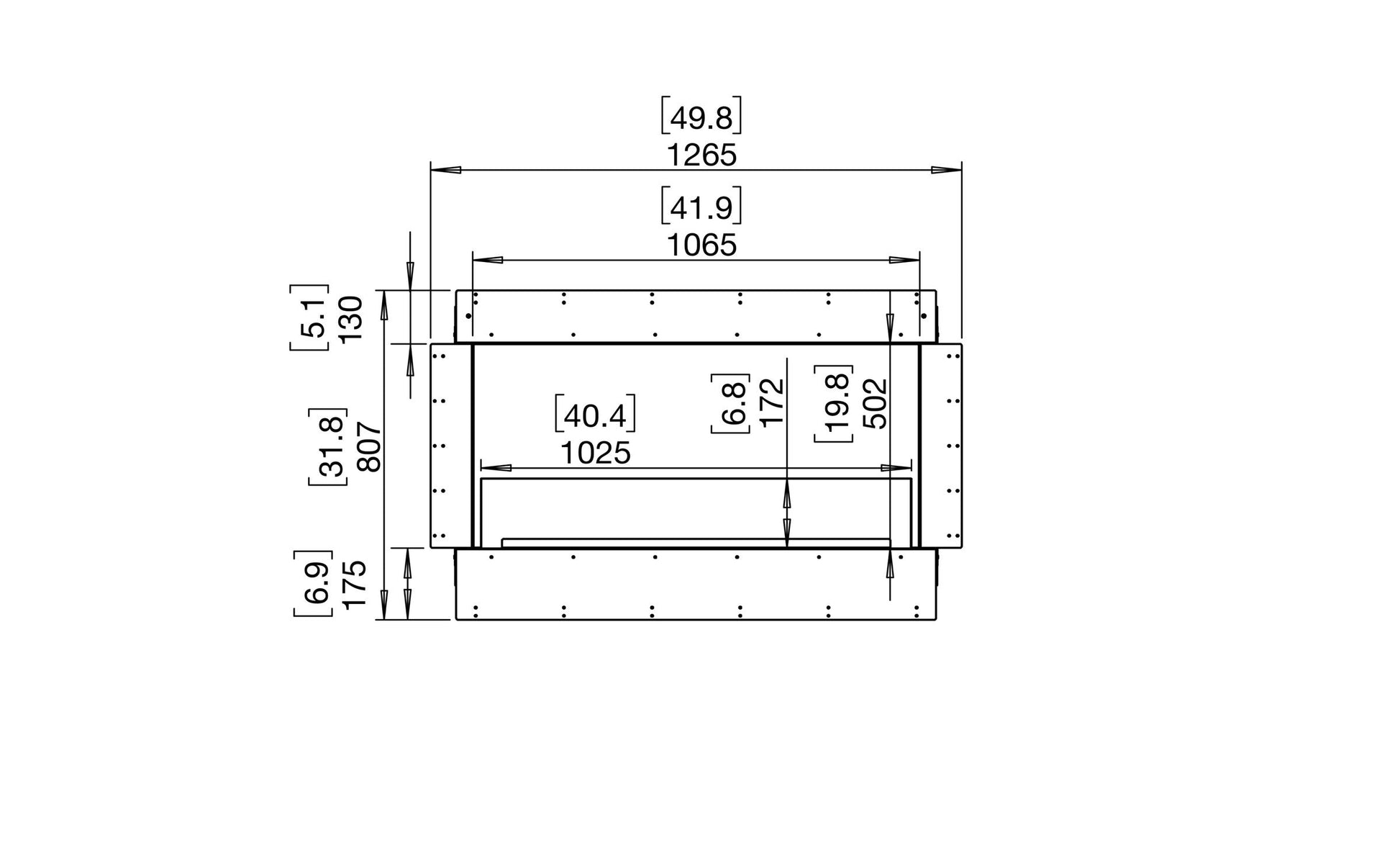 EcoSmart Fire Flex 42SS Fireplace Insert dimensions drawing