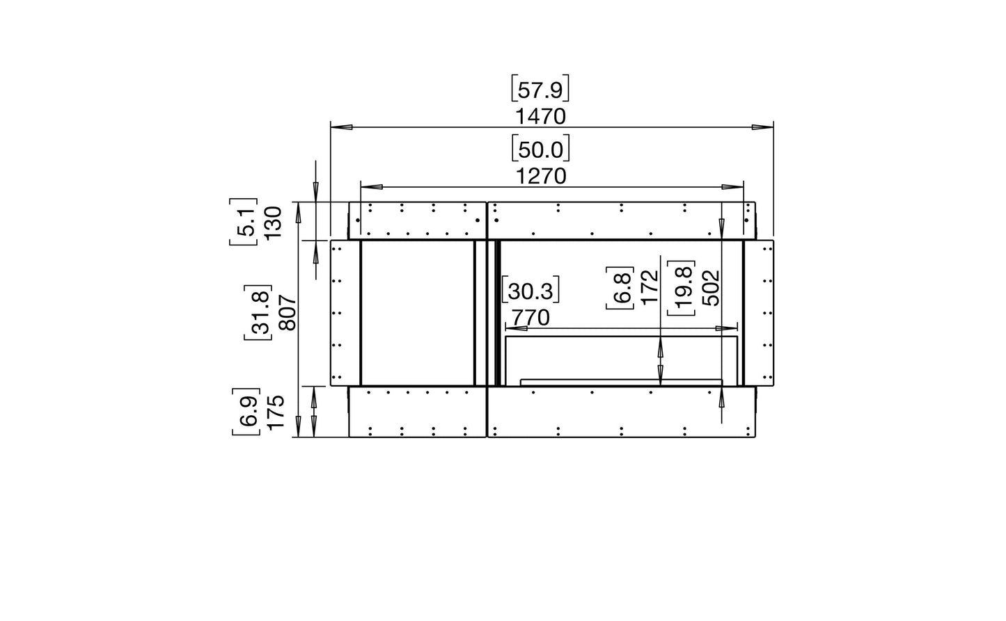 EcoSmart Fire Flex 50SS Fireplace Insert dimensions drawing