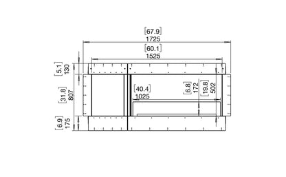 EcoSmart Fire Flex 60SS Fireplace Insert dimensions drawing