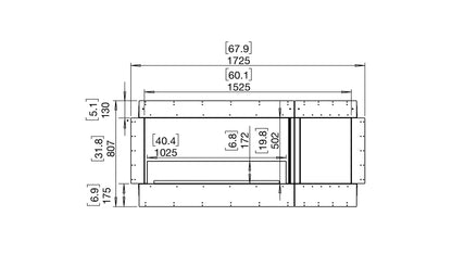 EcoSmart Fire Flex 60SS Fireplace Insert dimensions drawing