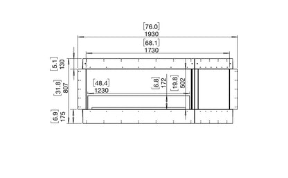 EcoSmart Fire Flex 68SS Fireplace Insert dimensions drawing