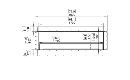 EcoSmart Fire Flex 68SS Fireplace Insert dimensions drawing