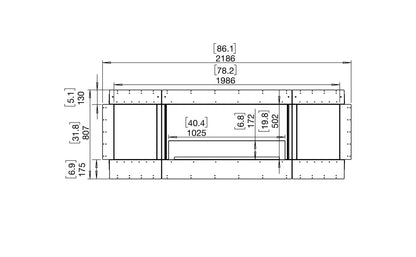 EcoSmart Fire Flex 78SS Fireplace Insert dimensions drawing
