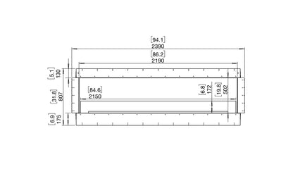 EcoSmart Fire Flex 86SS Fireplace Insert dimensions drawing