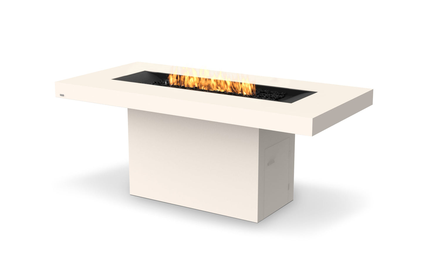 EcoSmart Fire Gin 90 Bar Rectangular Fire Pit Table, Bar Height, Concrete or Teak, Bioethanol or Gas Bone