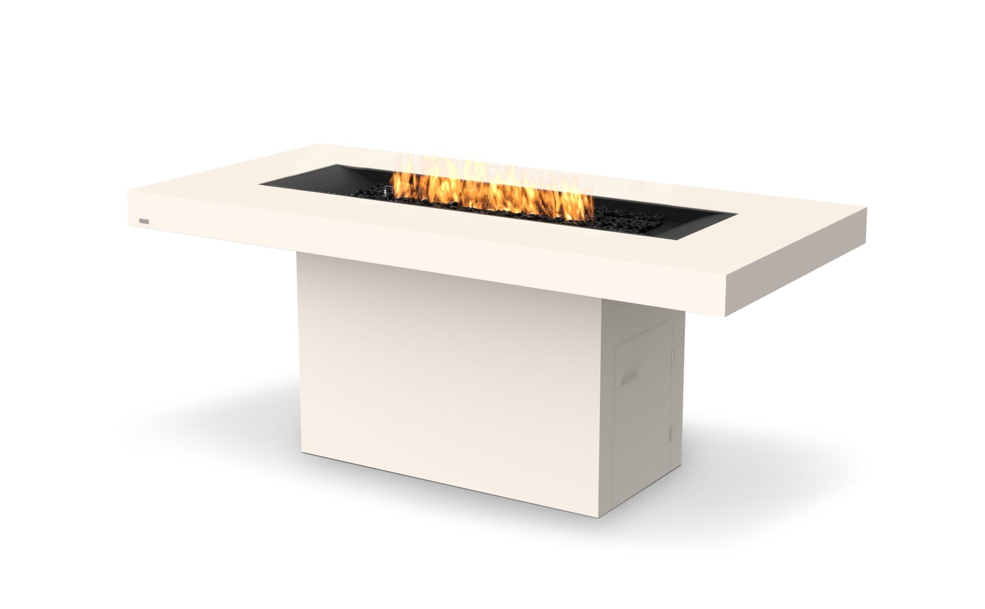 EcoSmart Fire Gin 90 Bar Rectangular Fire Pit Table, Bar Height, Concrete or Teak, Bioethanol or Gas Bone
