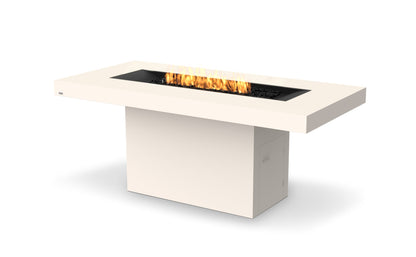 EcoSmart Fire Gin 90 Bar Rectangular Fire Pit Table, Bar Height, Concrete or Teak, Bioethanol or Gas Bone