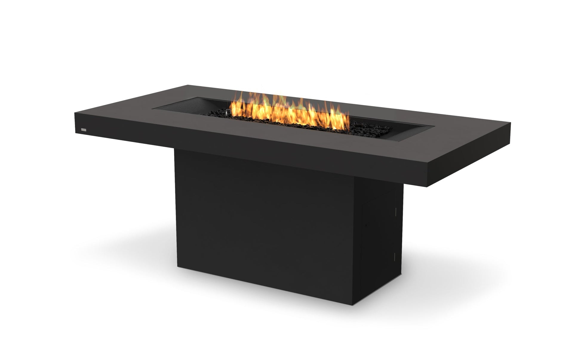 EcoSmart Fire Gin 90 Bar Rectangular Fire Pit Table, Bar Height, Concrete or Teak, Bioethanol or Gas Graphite