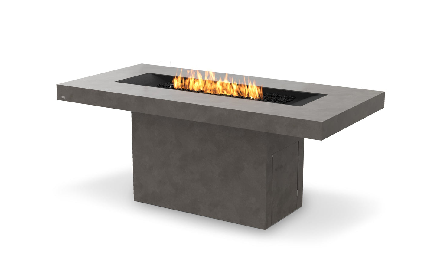 EcoSmart Fire Gin 90 Bar Rectangular Fire Pit Table, Bar Height, Concrete or Teak, Bioethanol or Gas Natural