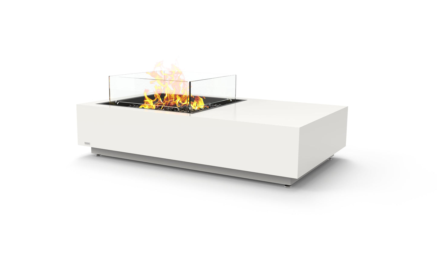 EcoSmart Fire Manhattan 50 Fire Pit Table, Offset Flame, Concrete or Teak, Bioethanol or Gas Bone