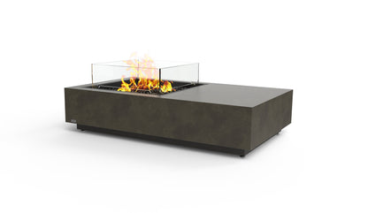 EcoSmart Fire Manhattan 50 Fire Pit Table, Offset Flame, Concrete or Teak, Bioethanol or Gas Natural