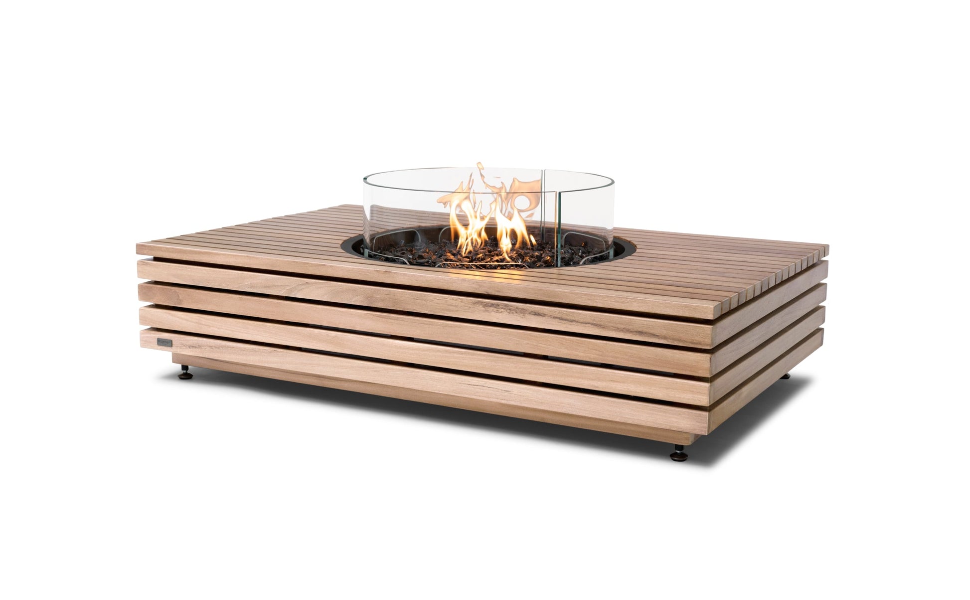 EcoSmart Fire Martini 50 Fire Pit Table, Centred Circular Flame, Concrete or Teak, Bioethanol or Gas Teak