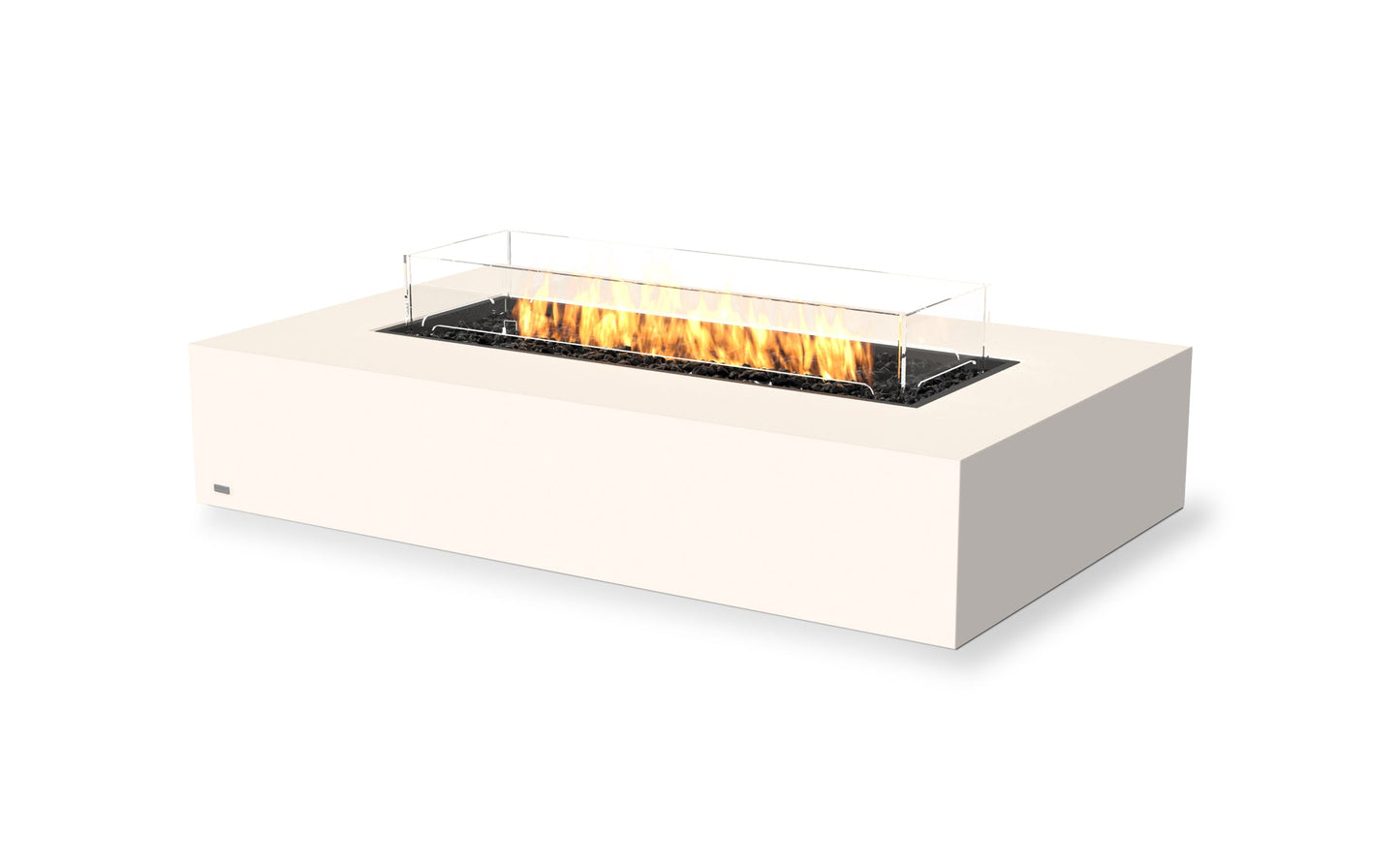EcoSmart Fire Wharf 65 Rectangular Fire Pit Table, Concrete or Teak, Bioethanol or Gas Bone