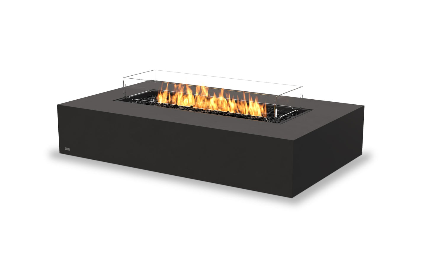 EcoSmart Fire Wharf 65 Rectangular Fire Pit Table, Concrete or Teak, Bioethanol or Gas Graphite