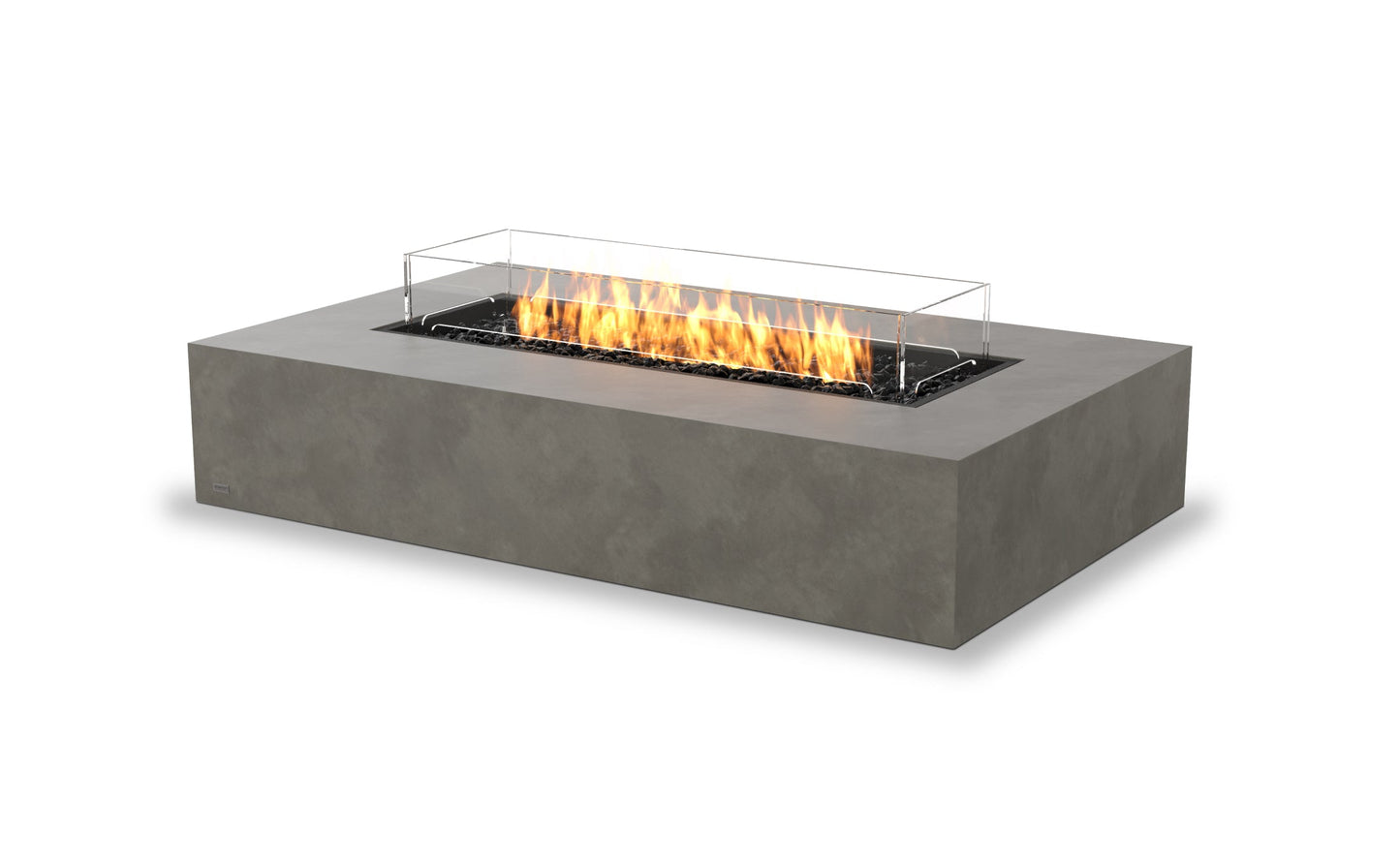 EcoSmart Fire Wharf 65 Rectangular Fire Pit Table, Concrete or Teak, Bioethanol or Gas Natural