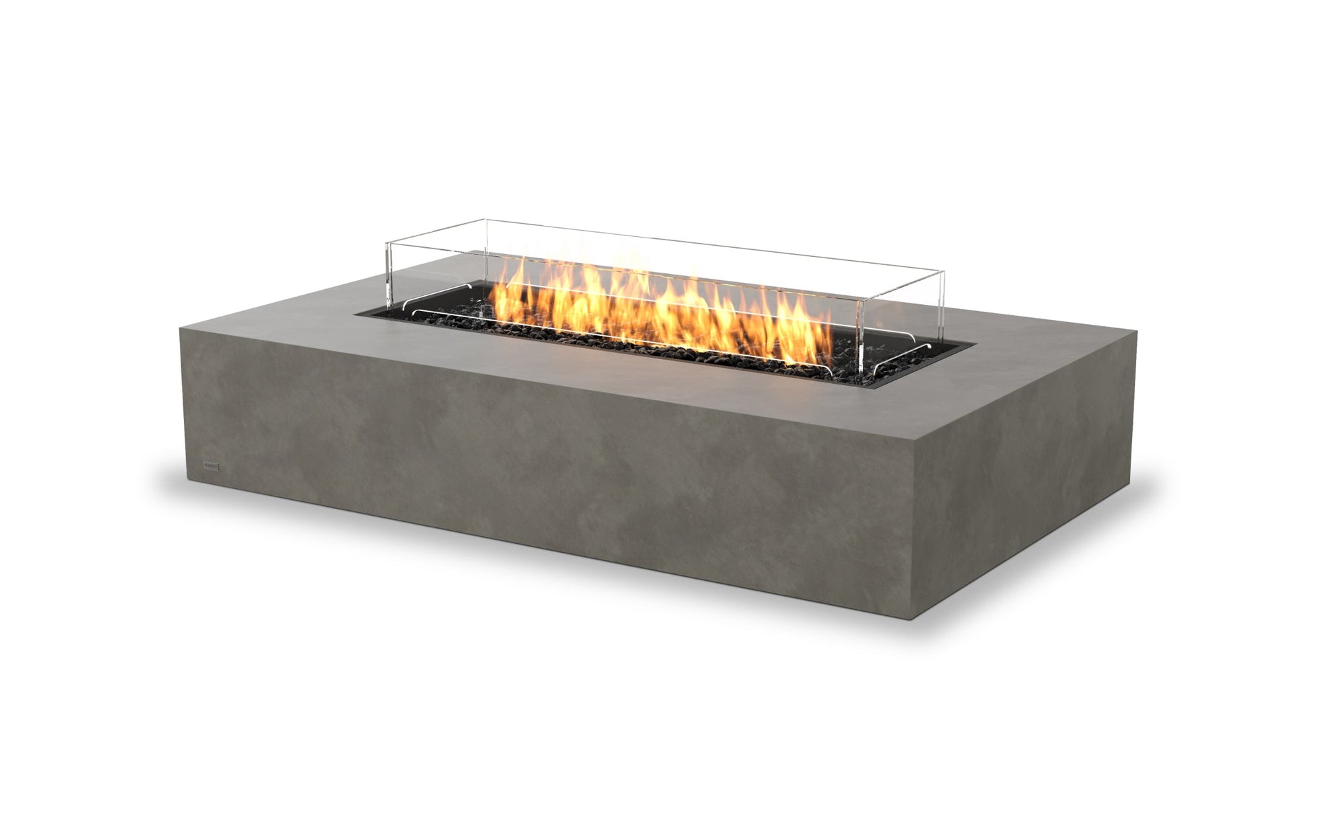 EcoSmart Fire Wharf 65 Rectangular Fire Pit Table, Concrete or Teak, Bioethanol or Gas Natural