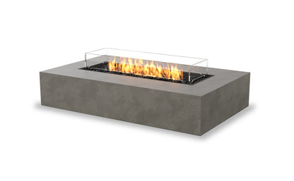 EcoSmart Fire Wharf 65 Rectangular Fire Pit Table, Concrete or Teak, Bioethanol or Gas Natural