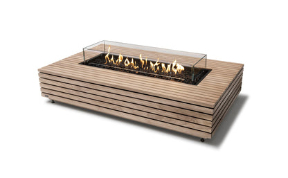 EcoSmart Fire Wharf 65 Rectangular Fire Pit Table, Concrete or Teak, Bioethanol or Gas Teak