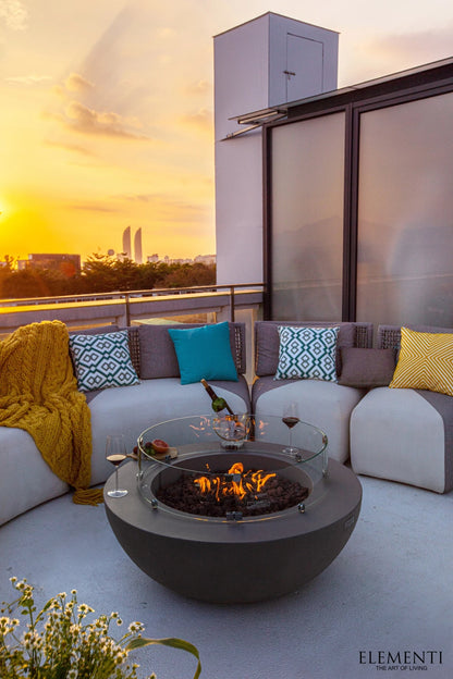 Elementi Lunar Bowl Gas Fire Pit Table | Light Grey