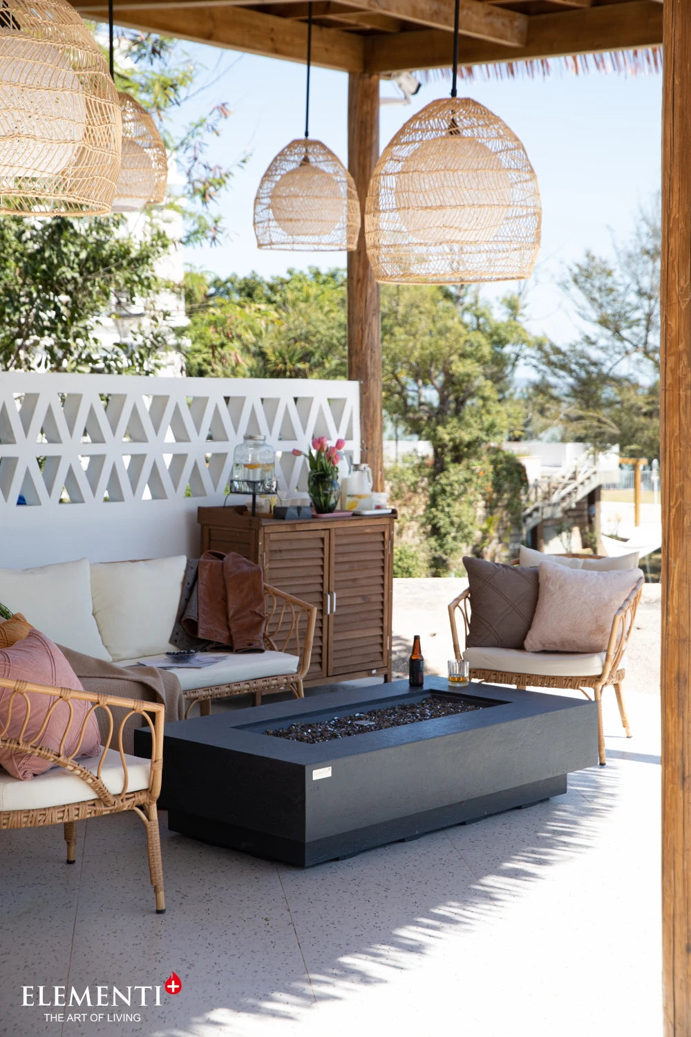 Elementi Positano Gas Fire Pit Table | Dark Grey