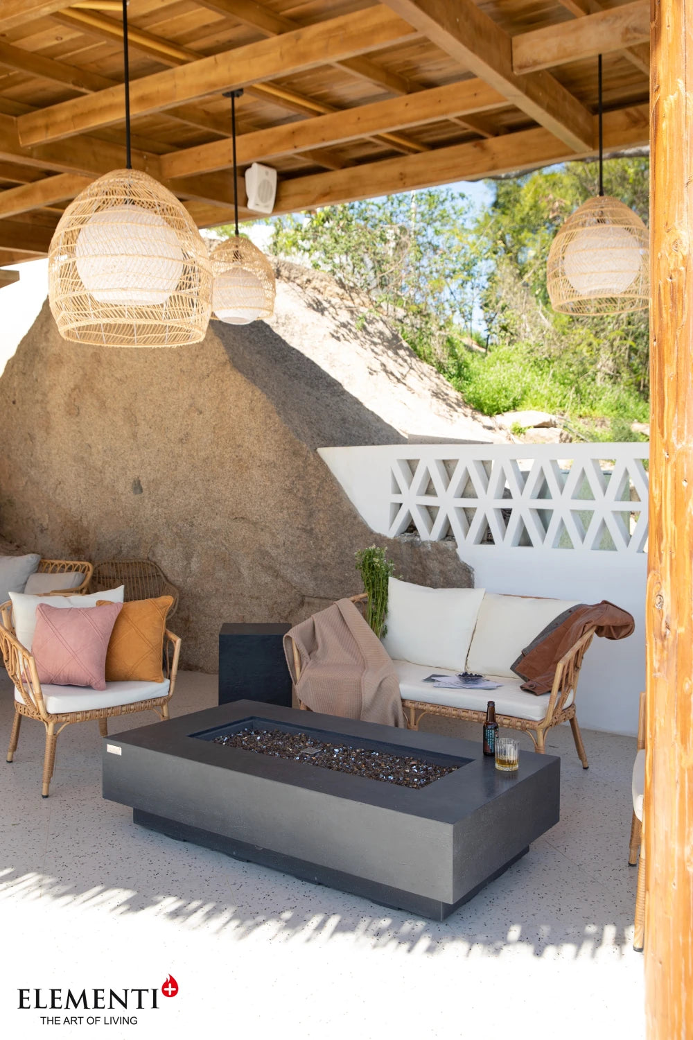 Elementi Positano Gas Fire Pit Table | Dark Grey