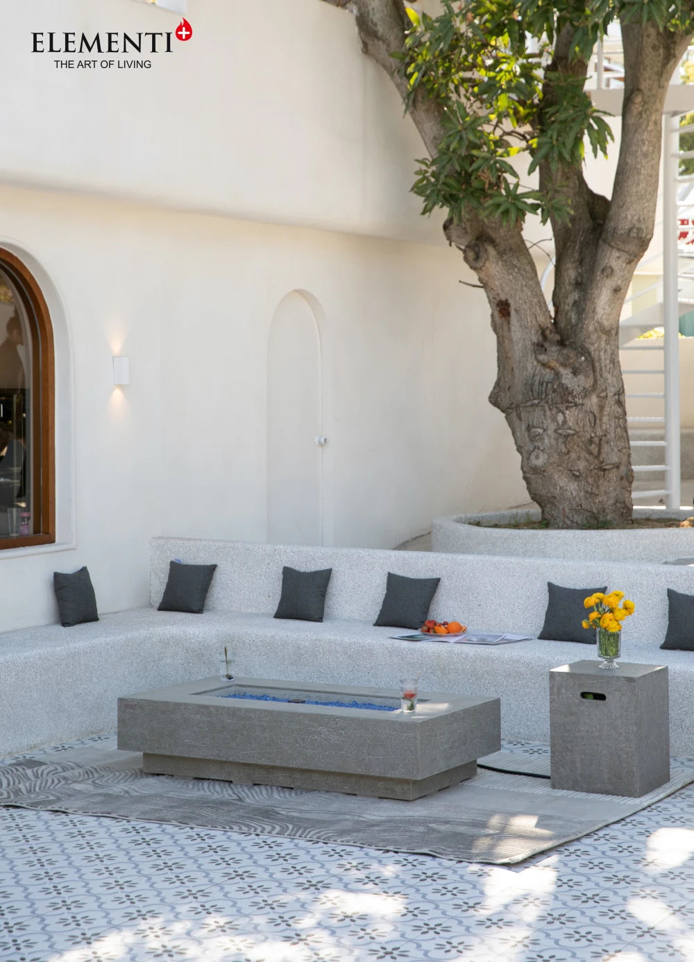 Elementi Riviera Gas Fire Pit Table | Light Grey