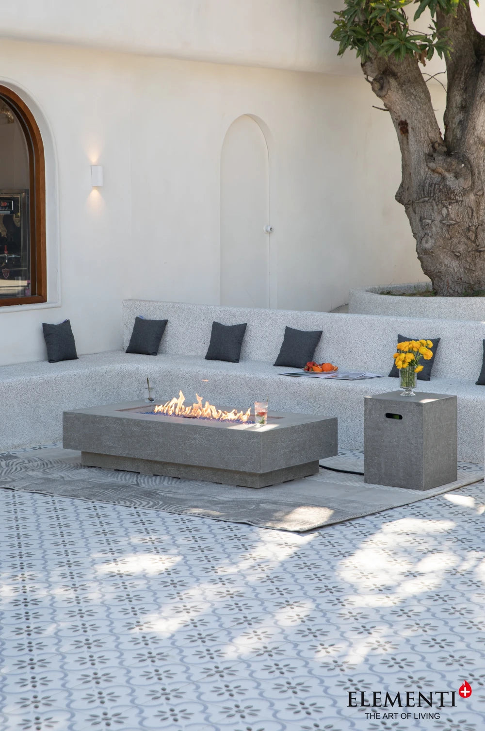 Elementi Riviera Gas Fire Pit Table | Light Grey