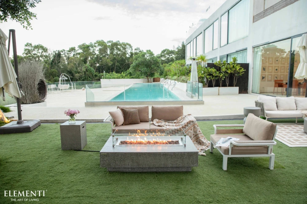 Elementi Hampton Gas Fire Pit Table | Light Grey