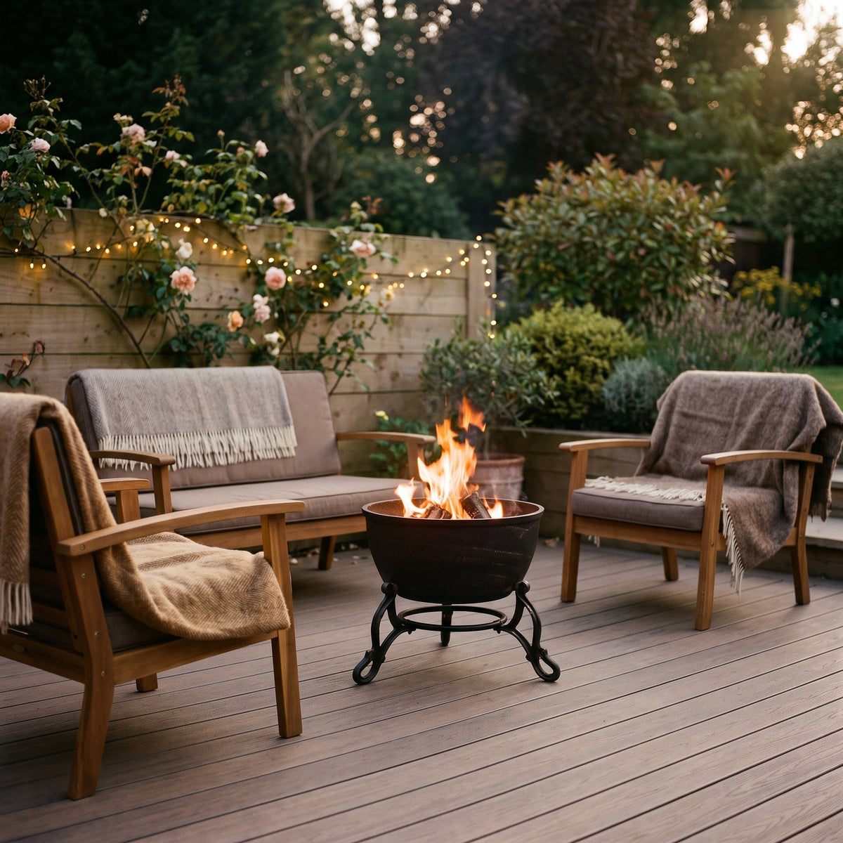Gardeco Elidir Cast Iron Fire Bowl with BBQ Grill