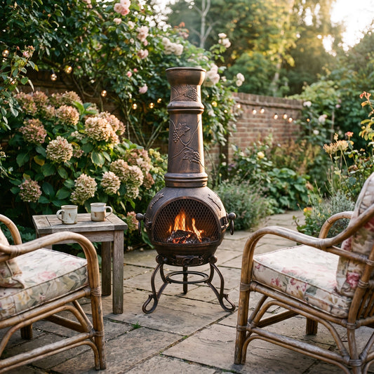 Gardeco Toledo Cast Iron Chimenea XL (129cm) Bronze with Grapes