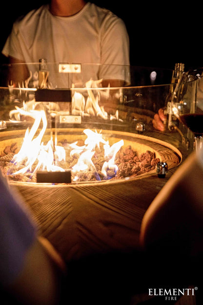 Elementi Lafite Barrel Gas Fire Pit Bar Table | Oak Barrel Design