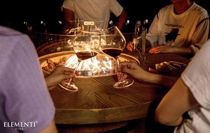 Elementi Lafite Barrel Gas Fire Pit Bar Table | Oak Barrel Design