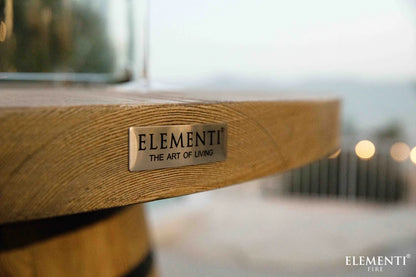 Elementi Lafite Barrel Gas Fire Pit Bar Table | Oak Barrel Design