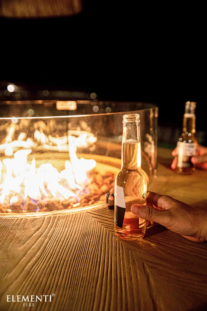 Elementi Lafite Barrel Gas Fire Pit Bar Table | Oak Barrel Design