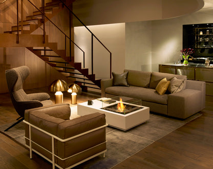 EcoSmart Fire Manhattan 50 Fire Pit Table, Offset Flame, Concrete or Teak, Bioethanol or Gas