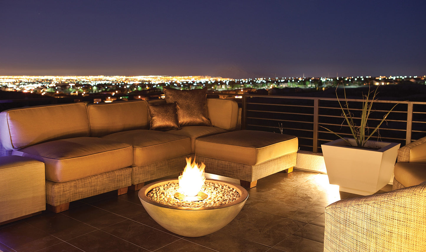 EcoSmart Fire Mix 850 Round Fire Pit Bowl, 85cm, Concrete, Outdoor, Bioethanol