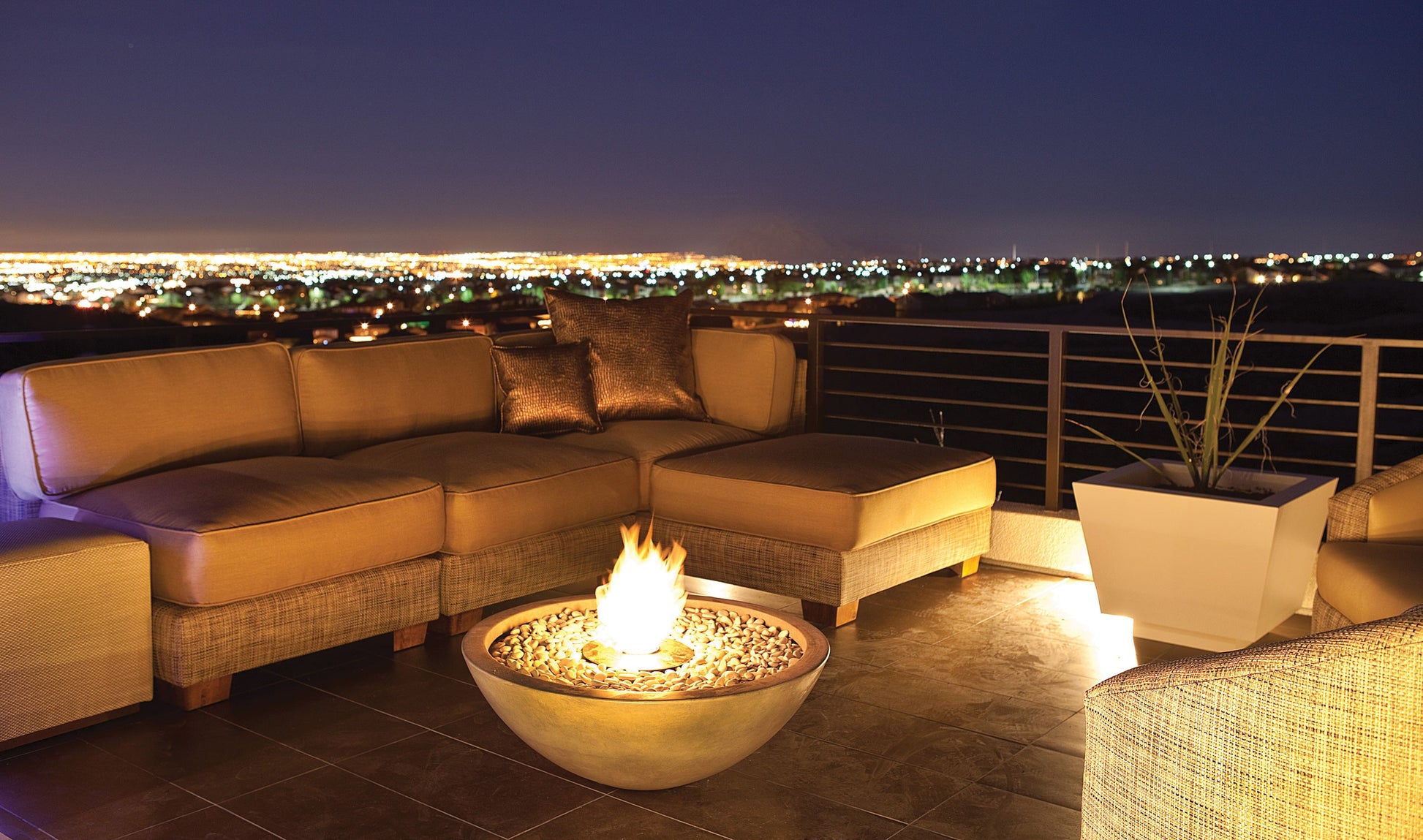 EcoSmart Fire Mix 850 Round Fire Pit Bowl, 85cm, Concrete, Outdoor, Bioethanol