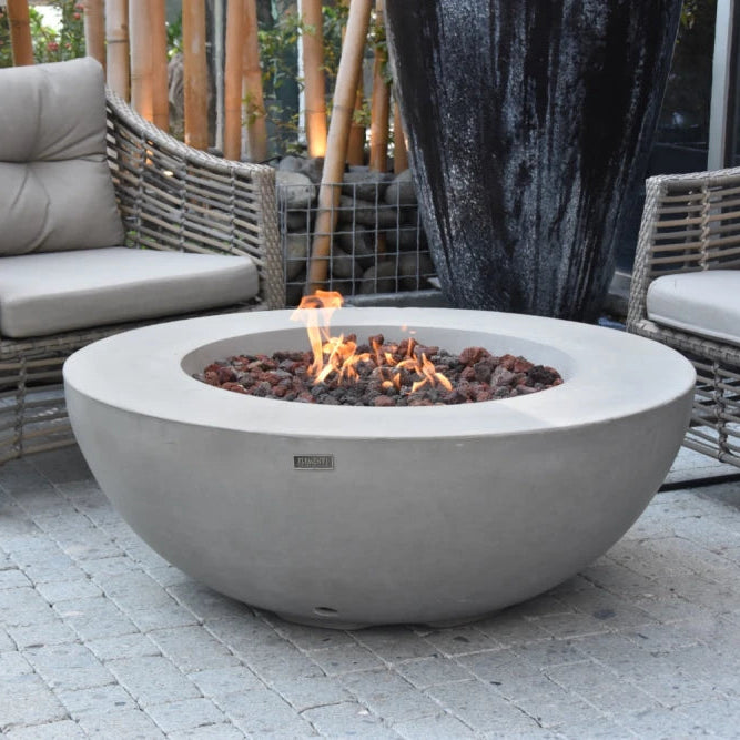 Elementi Lunar Bowl Gas Fire Pit Table | Light Grey