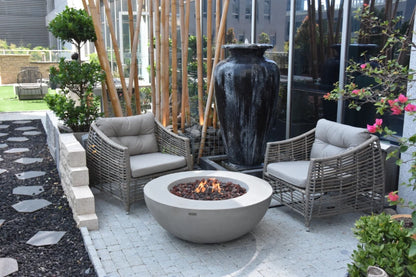 Elementi Lunar Bowl Gas Fire Pit Table | Light Grey
