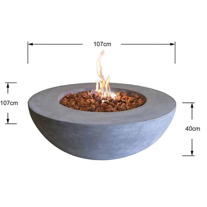 Elementi Lunar Bowl Gas Fire Pit Table | Light Grey