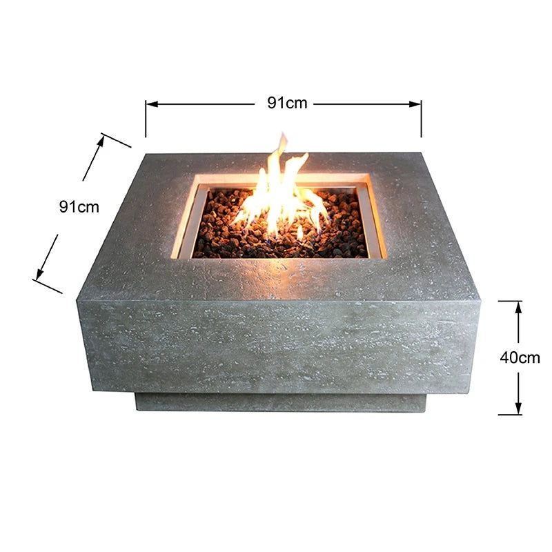 Elementi Manhattan Gas Fire Pit Table | Light Grey