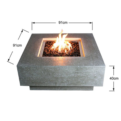 Elementi Manhattan Gas Fire Pit Table | Light Grey