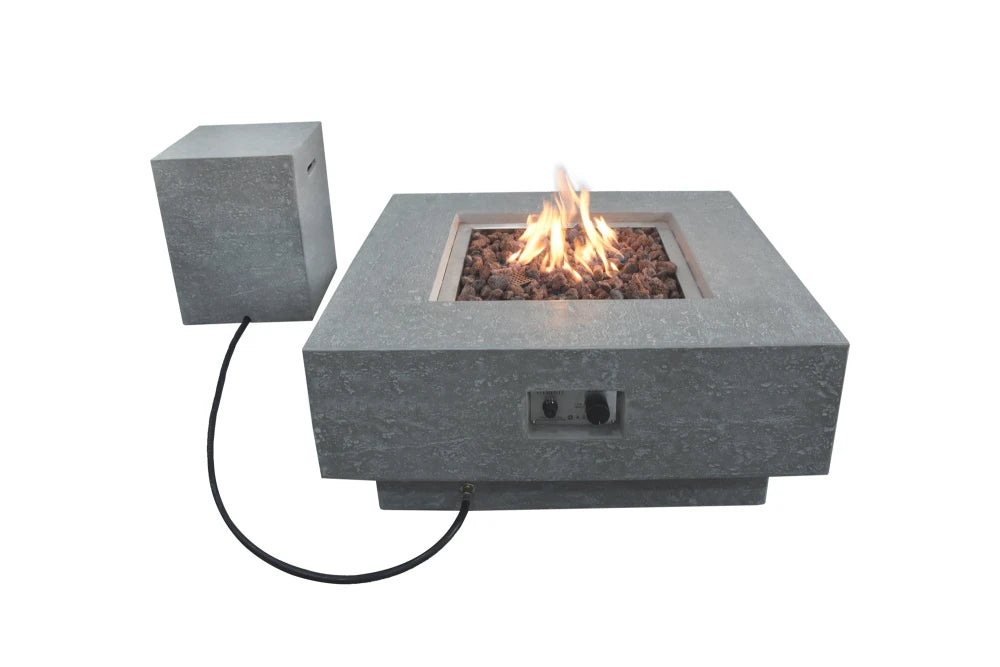 Elementi Manhattan Gas Fire Pit Table | Light Grey