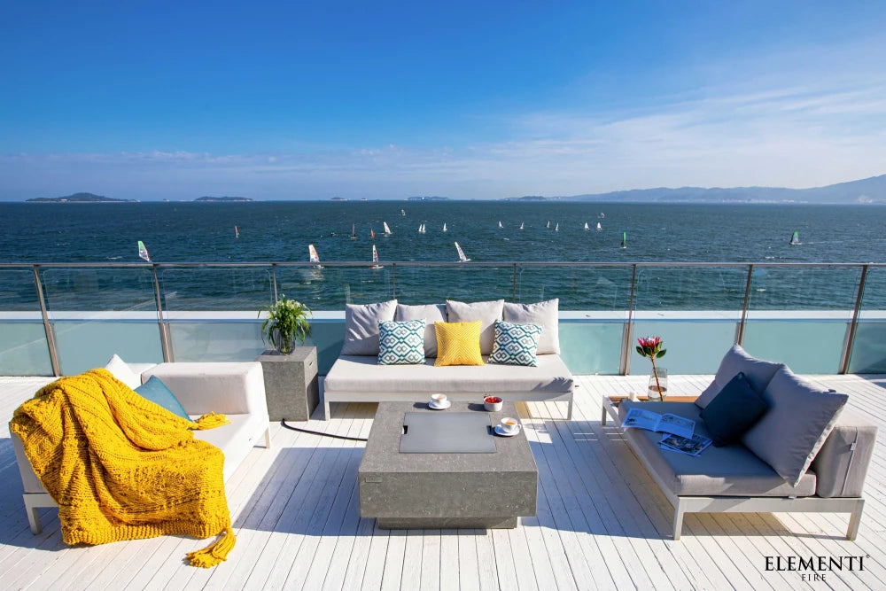 Elementi Manhattan Gas Fire Pit Table | Light Grey