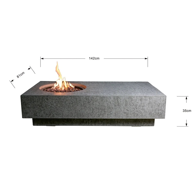 Elementi Metropolis Gas Fire Pit Table | Light Grey