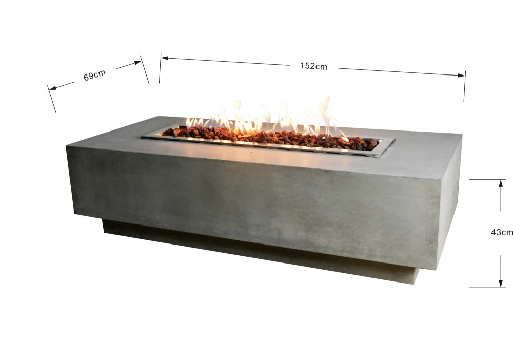 Elementi Granville Gas Fire Pit Table | Light Grey