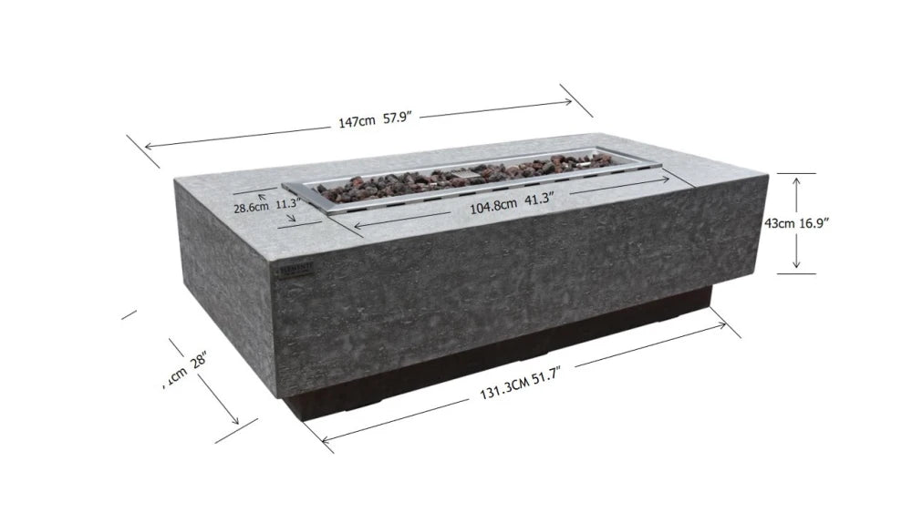 Elementi Kingsale Gas Fire Pit Table | Light Grey