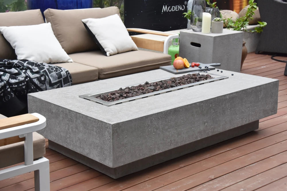 Elementi Hampton Gas Fire Pit Table | Light Grey