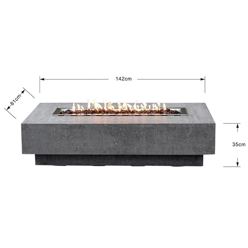 Elementi Hampton Gas Fire Pit Table | Light Grey